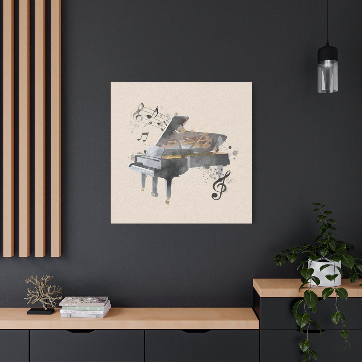 Grey Piano Painting Wall Art & Canvas Prints