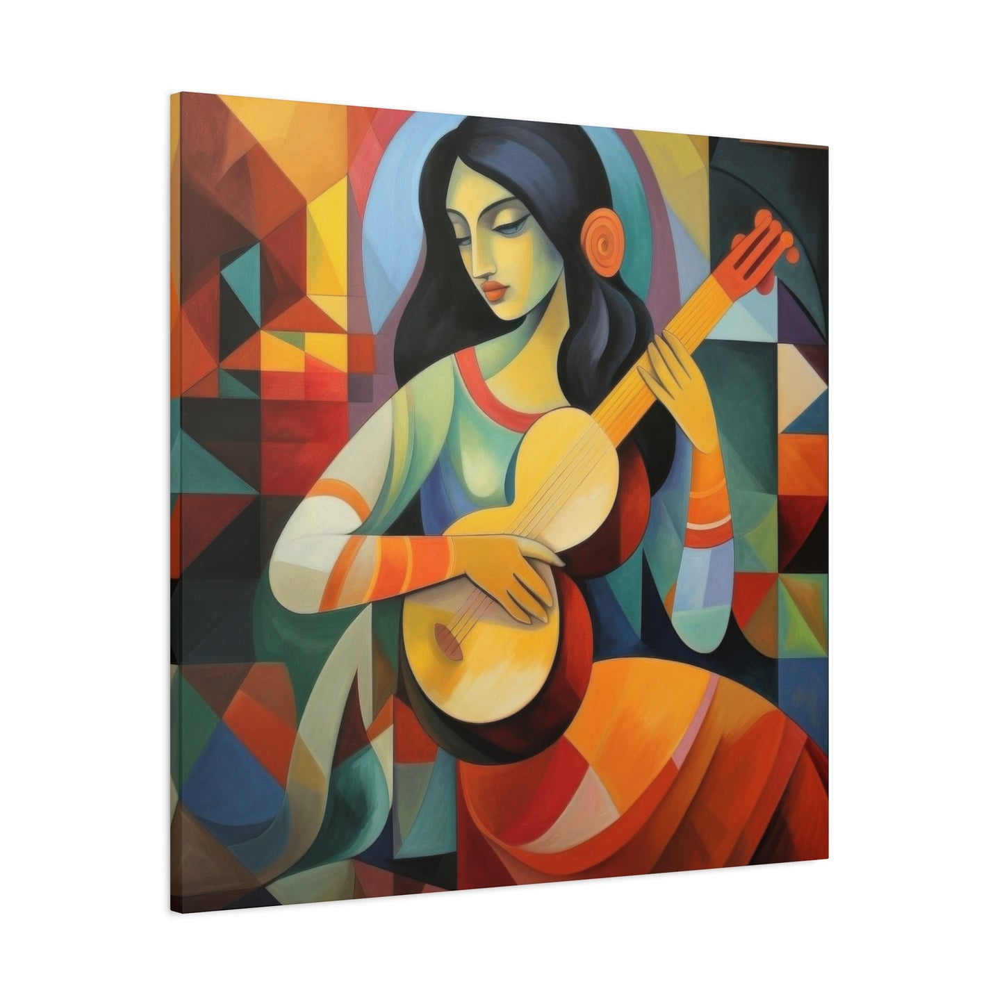Lady Playing Guitar Cubism Wall Art & Canvas Prints