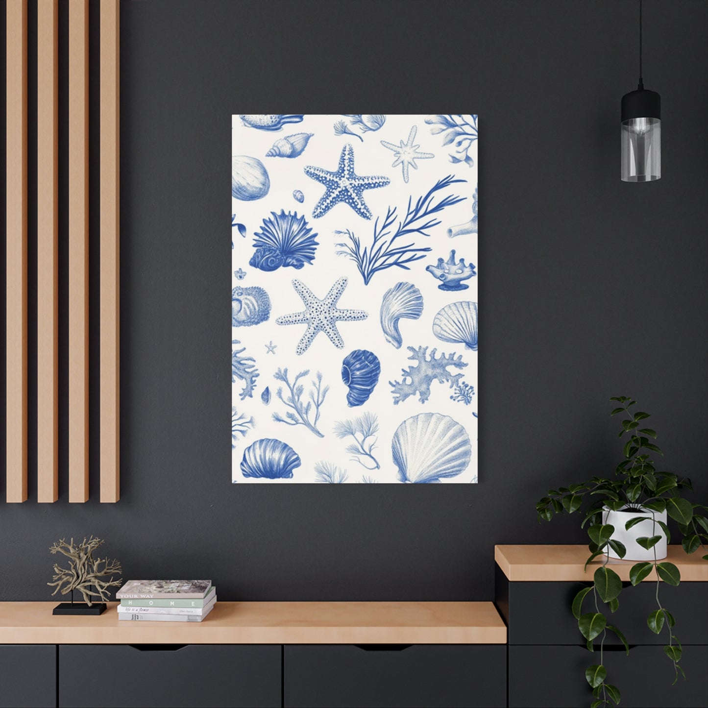 Beautiful Blue Shell Shapes Wall Art & Canvas Prints