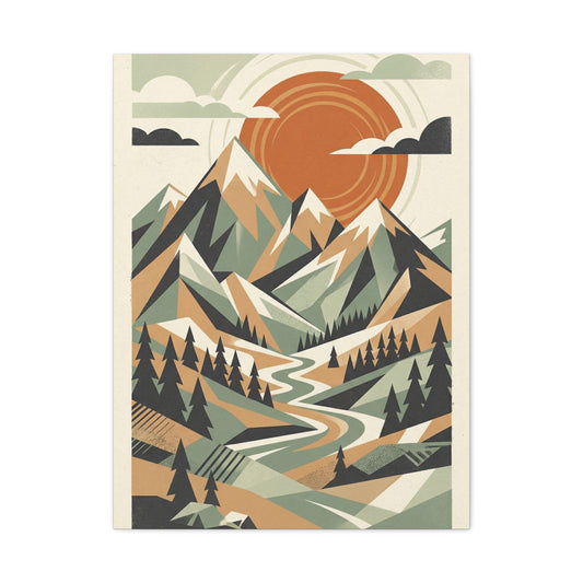 Mid-Century Modern Graphic Mountains Wall Art & Canvas Print