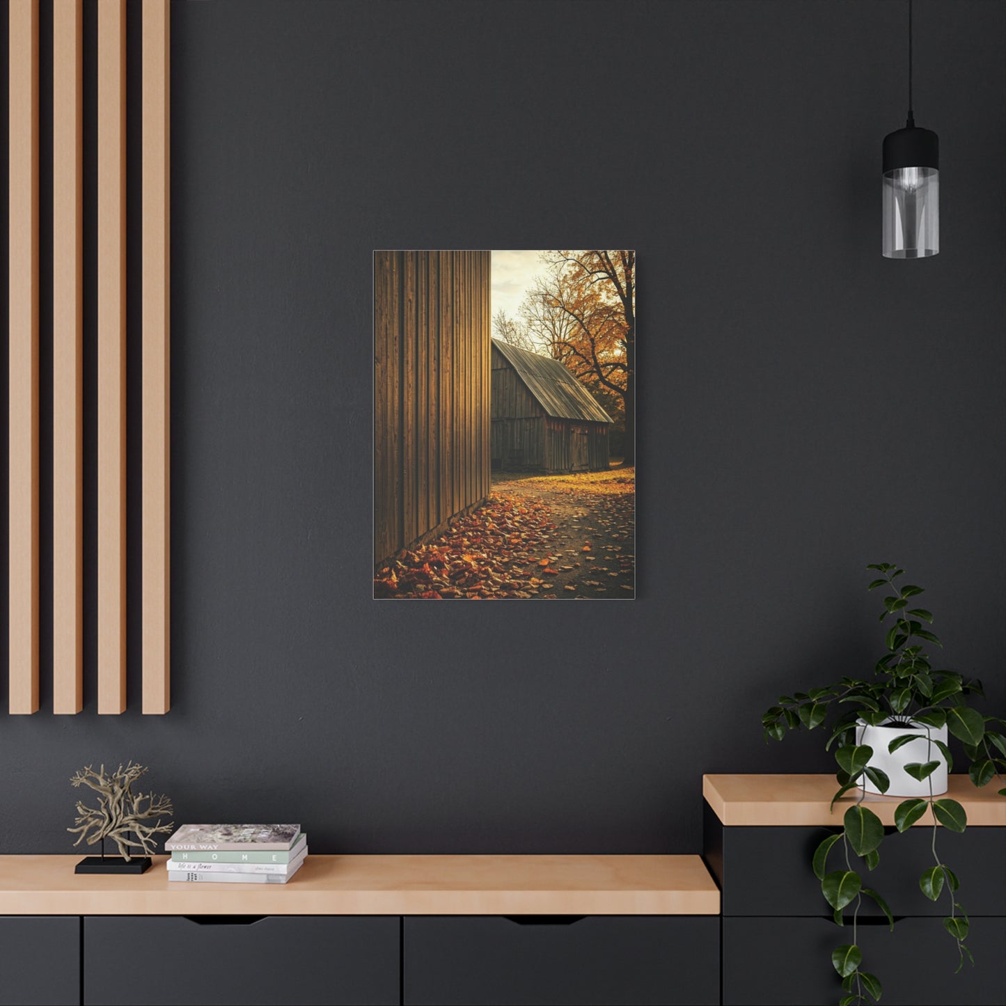 Autumn Path Beside the Old Barn Wall Art & Canvas Prints
