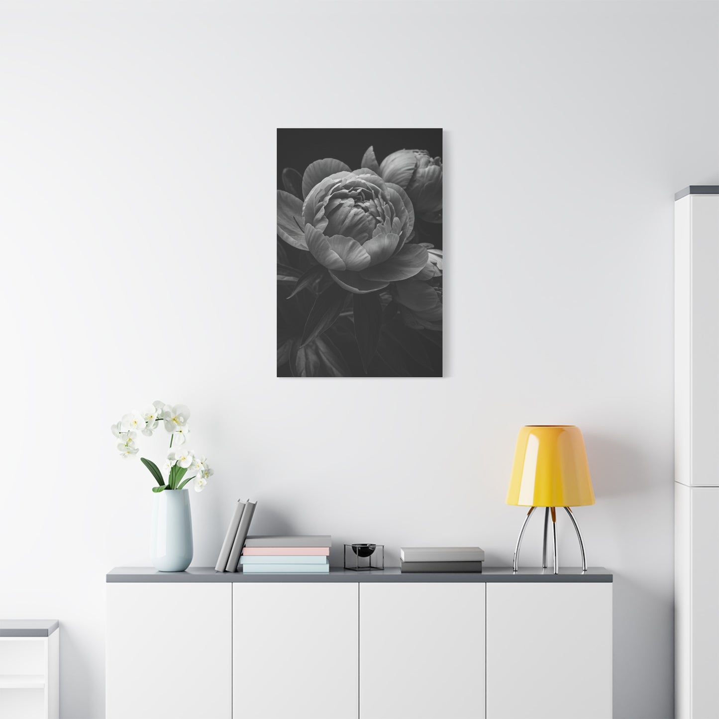 Peony Close-Up in Black and White Wall Art & Canvas Prints