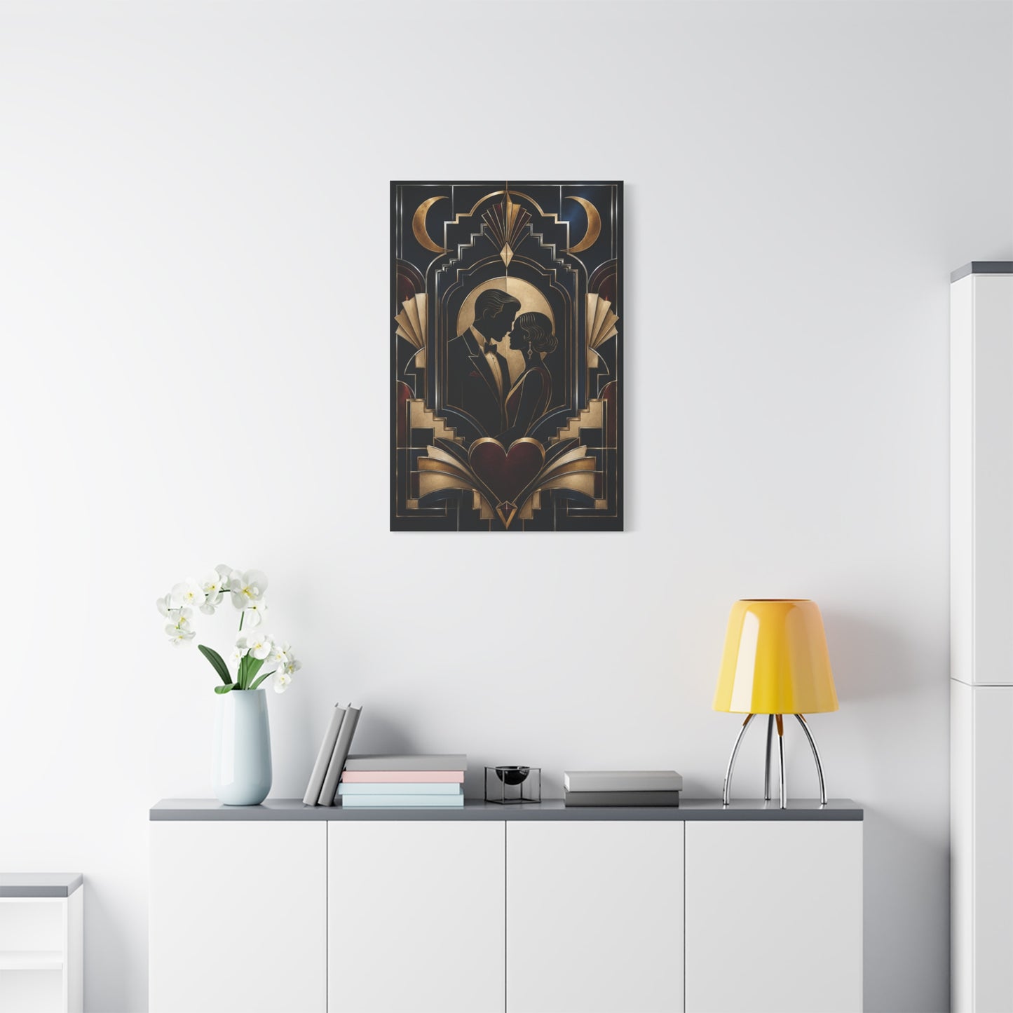 Neo-Deco Midnight Lovers Silhouette Wall Art & Canvas Print