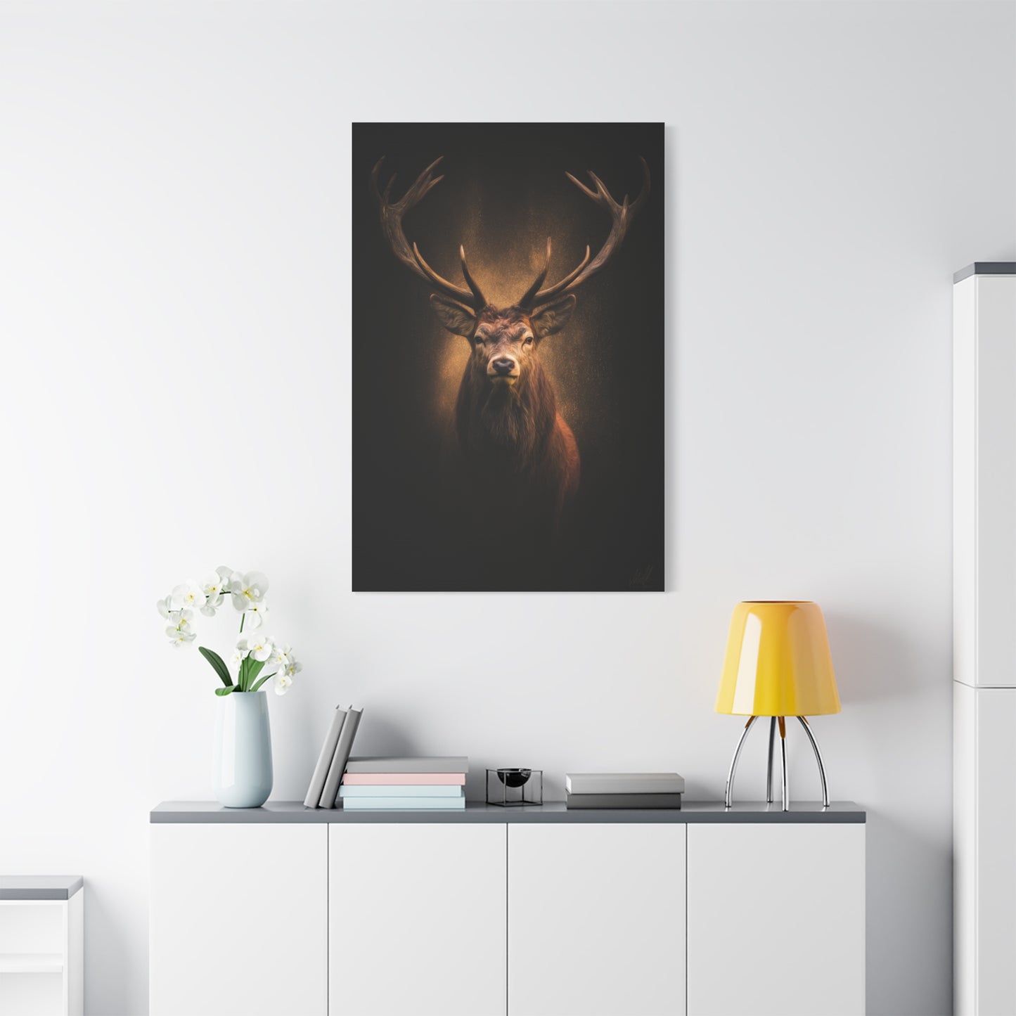 Golden Halo Stag Portrait Wall Art & Canvas Print
