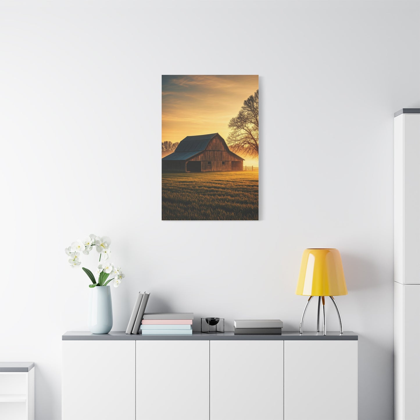 Golden Hour Farmstead Barn Wall Art & Canvas Prints