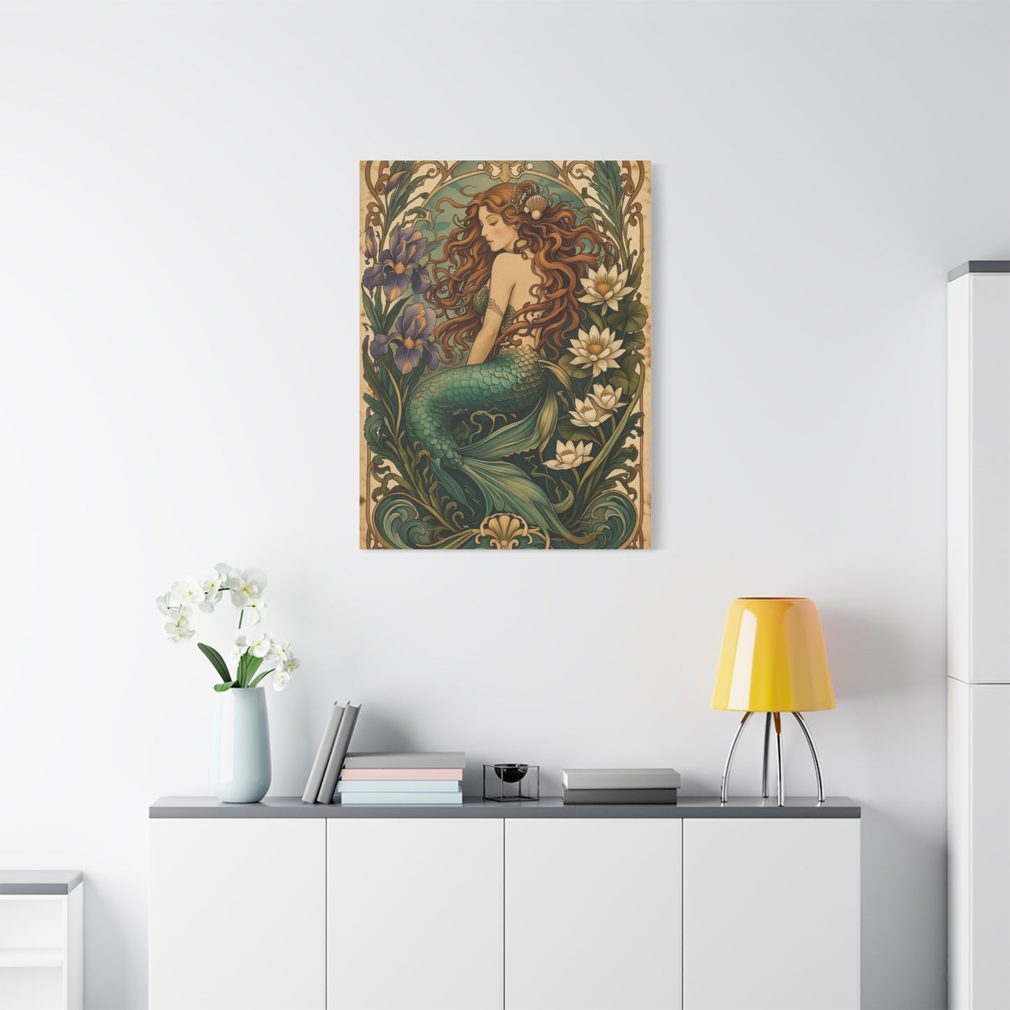 Art Nouveau Floral Mermaid Elegance Wall Art & Canvas Print
