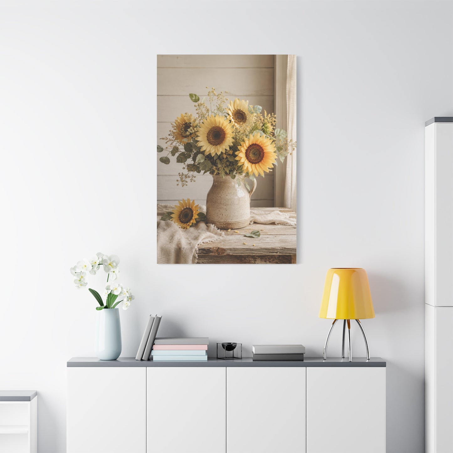 Soft Farmhouse Sunflower Bouquet Wall Art & Canvas Print