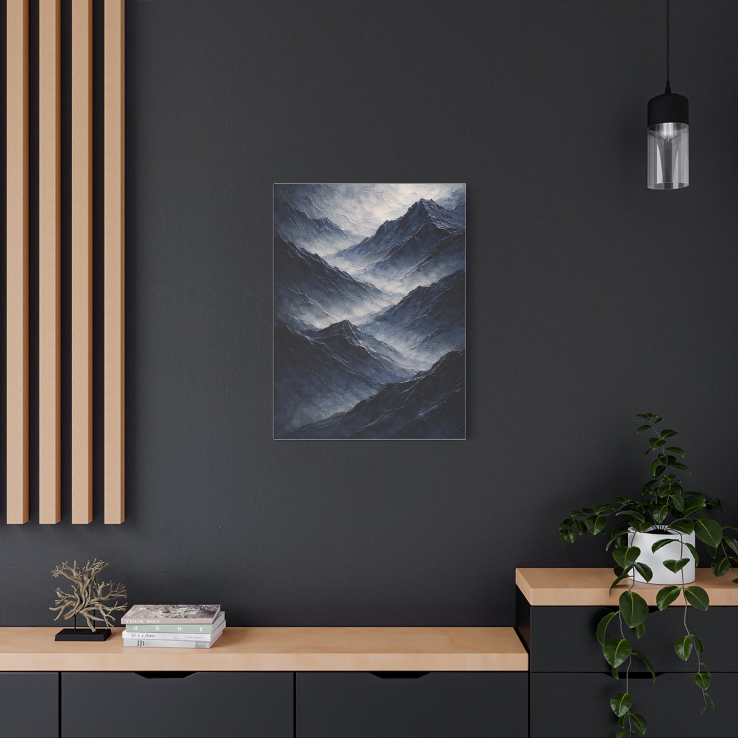 Textured Navy Mountain Horizon Wall Art & Canvas Print