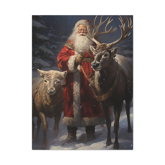 Santa Claus And Reindeer Wall Art & Canvas Prints