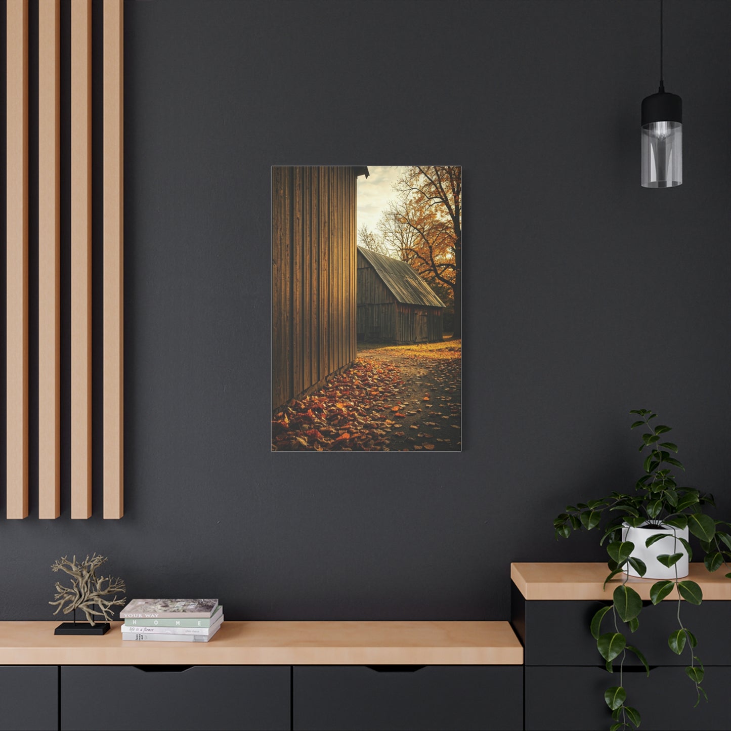 Autumn Path Beside the Old Barn Wall Art & Canvas Prints