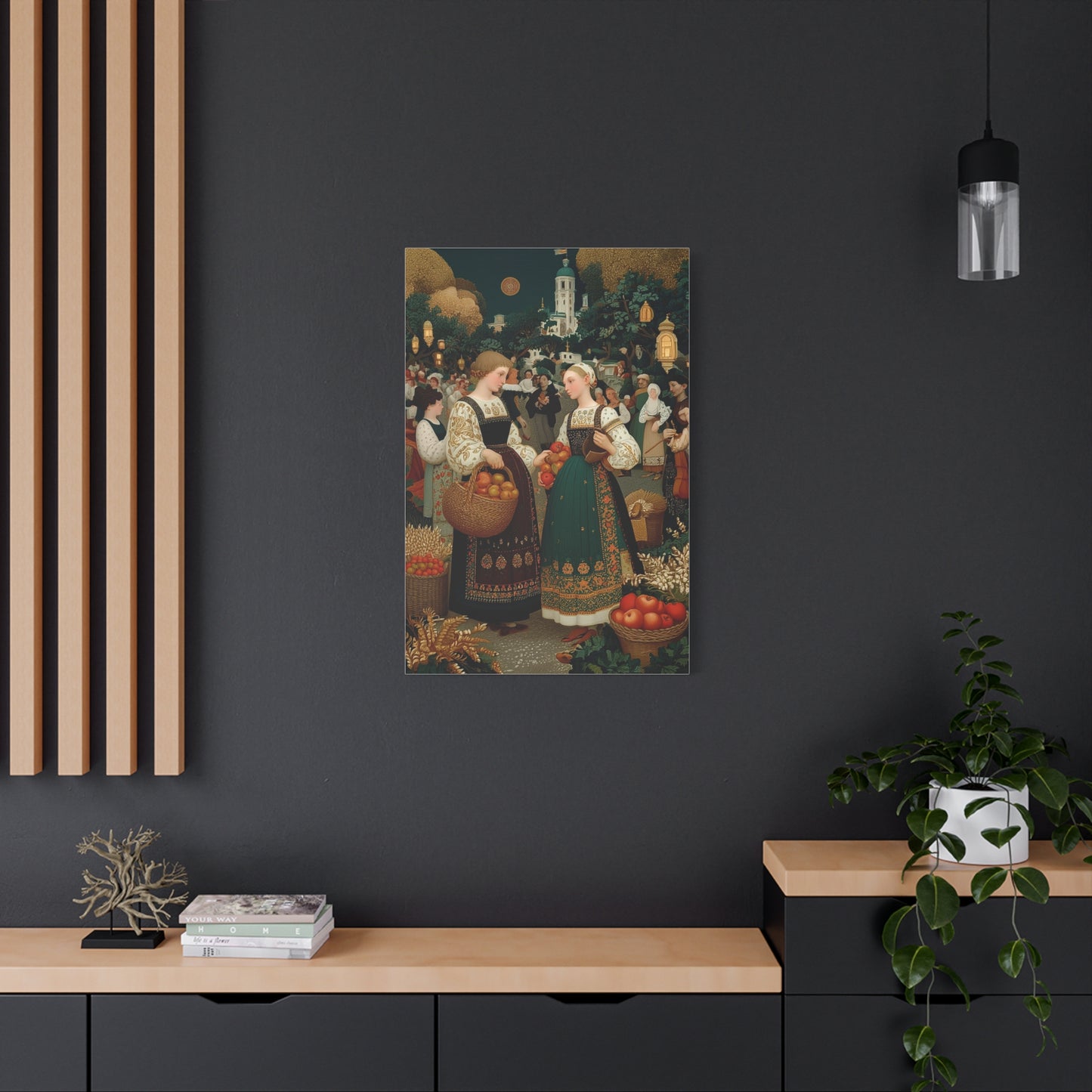 Village Harvest Festival Folk Scene Wall Art & Canvas Print
