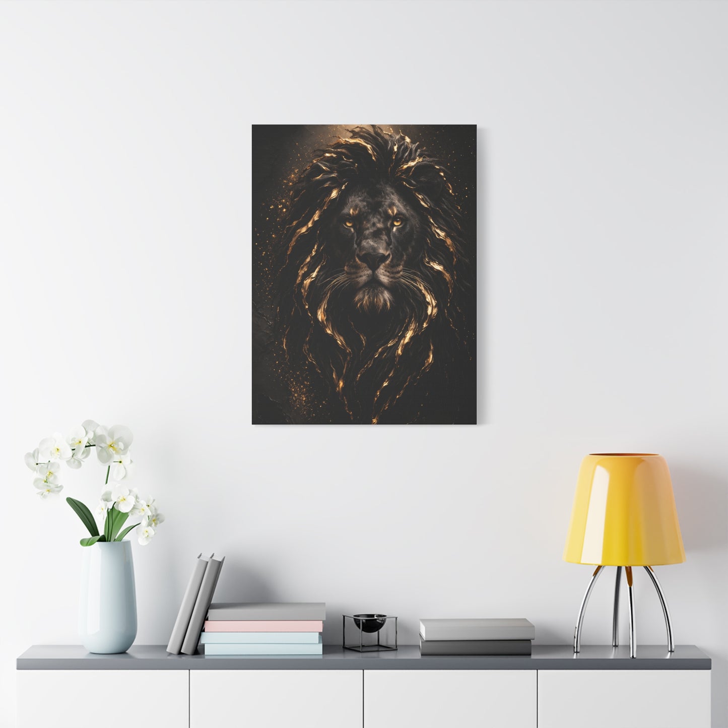 Black & Gold Lion Royal Portrait Wall Art & Canvas Print