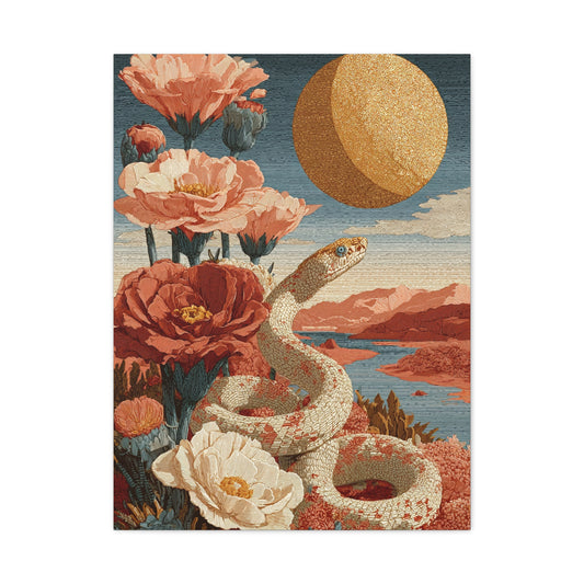 Celestial Desert Snake Folk Wall Art & Canvas Print