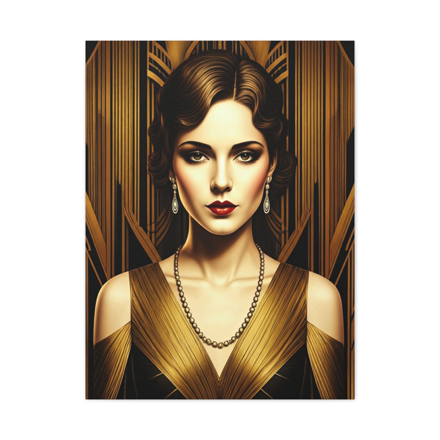 Golden Vintage Glamour Portrait Wall Art & Canvas Prints