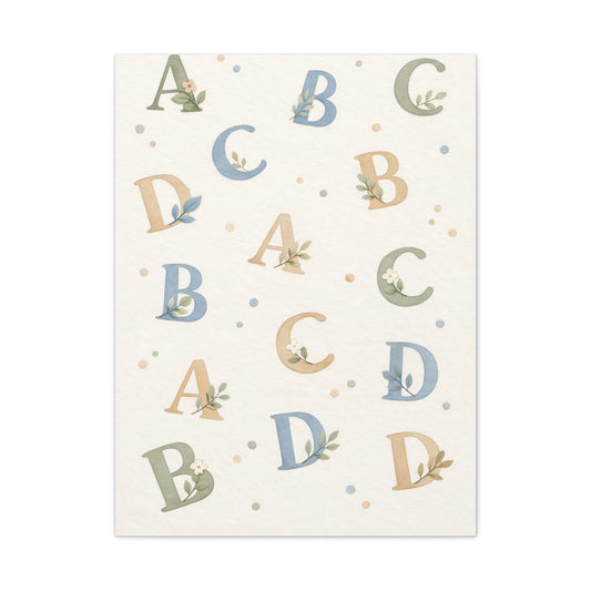 Botanical Alphabet Nursery Wall Art & Canvas Print