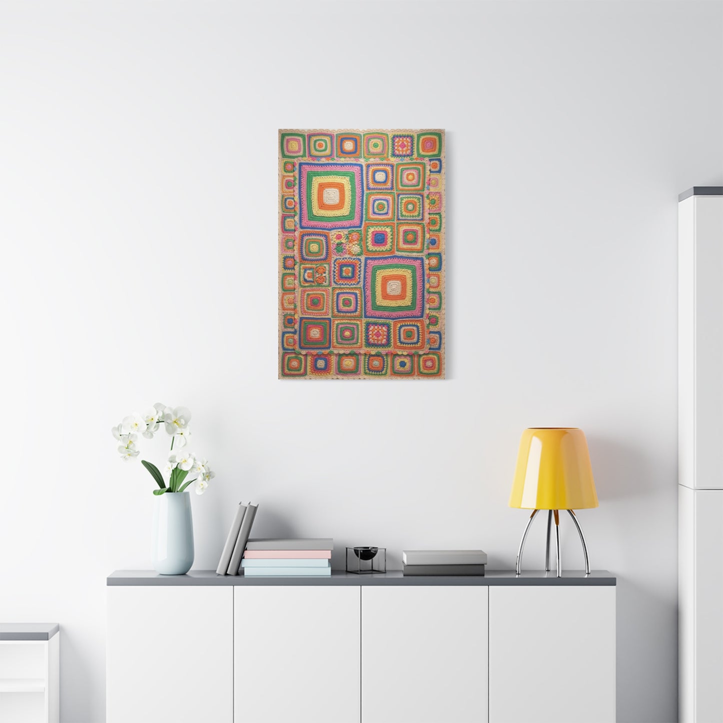 Joyful Granny-Square Patchwork Wall Art & Canvas Print