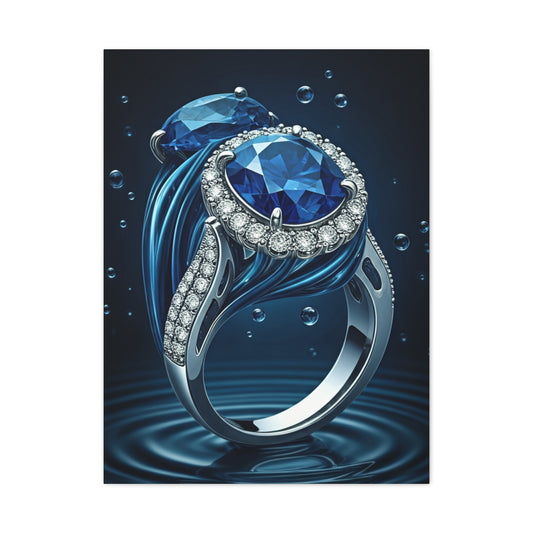 Blue Sapphire Ring in Deep Water Wall Art & Canvas Prints