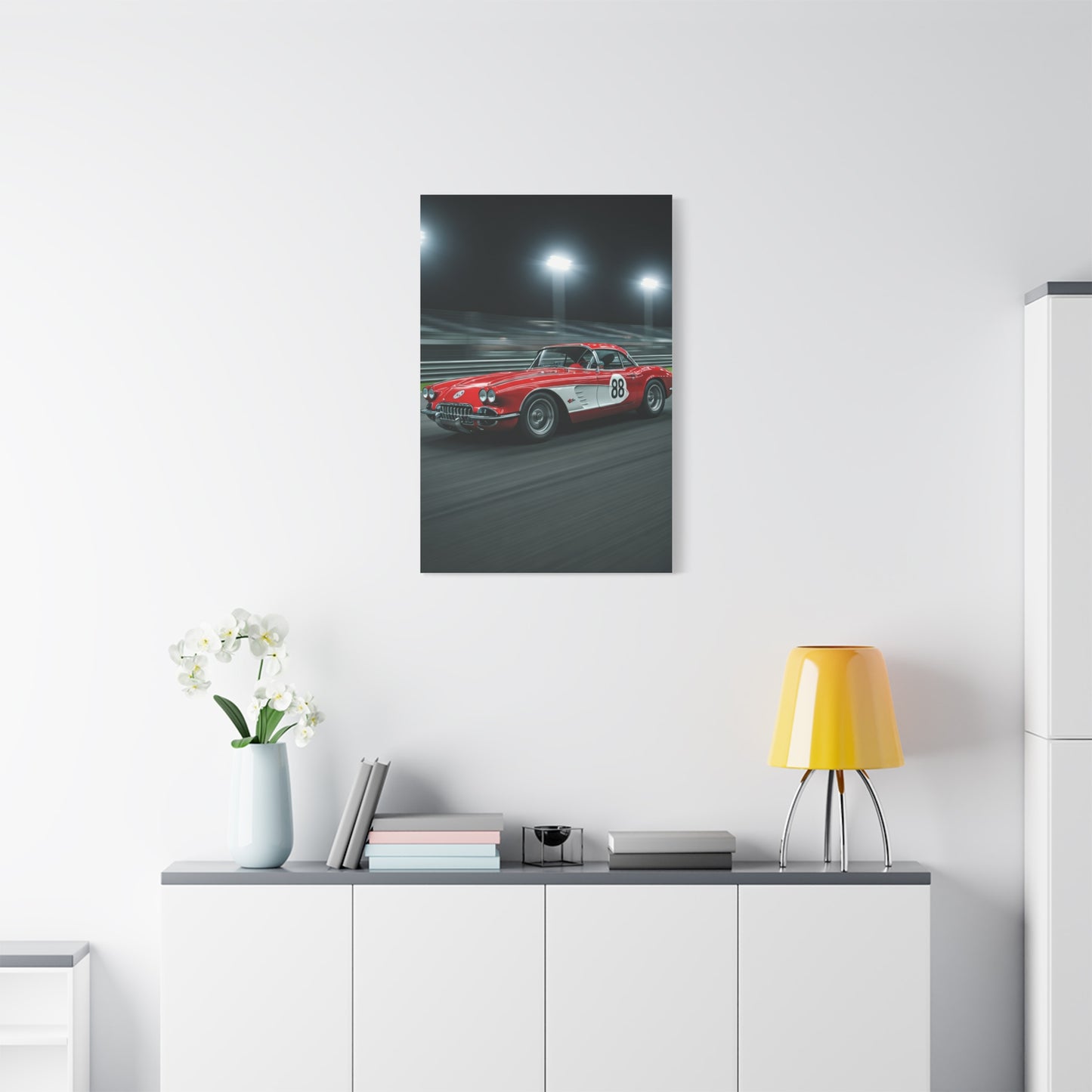 1962 Chevrolet Corvette C1 Night Circuit Racer Wall Art & Canvas Prints