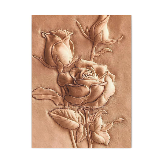 Rose Flower On Leather Wall Art & Canvas Prints