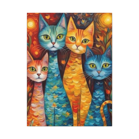 Cat Family Colorglow Wall Art & Canvas Prints