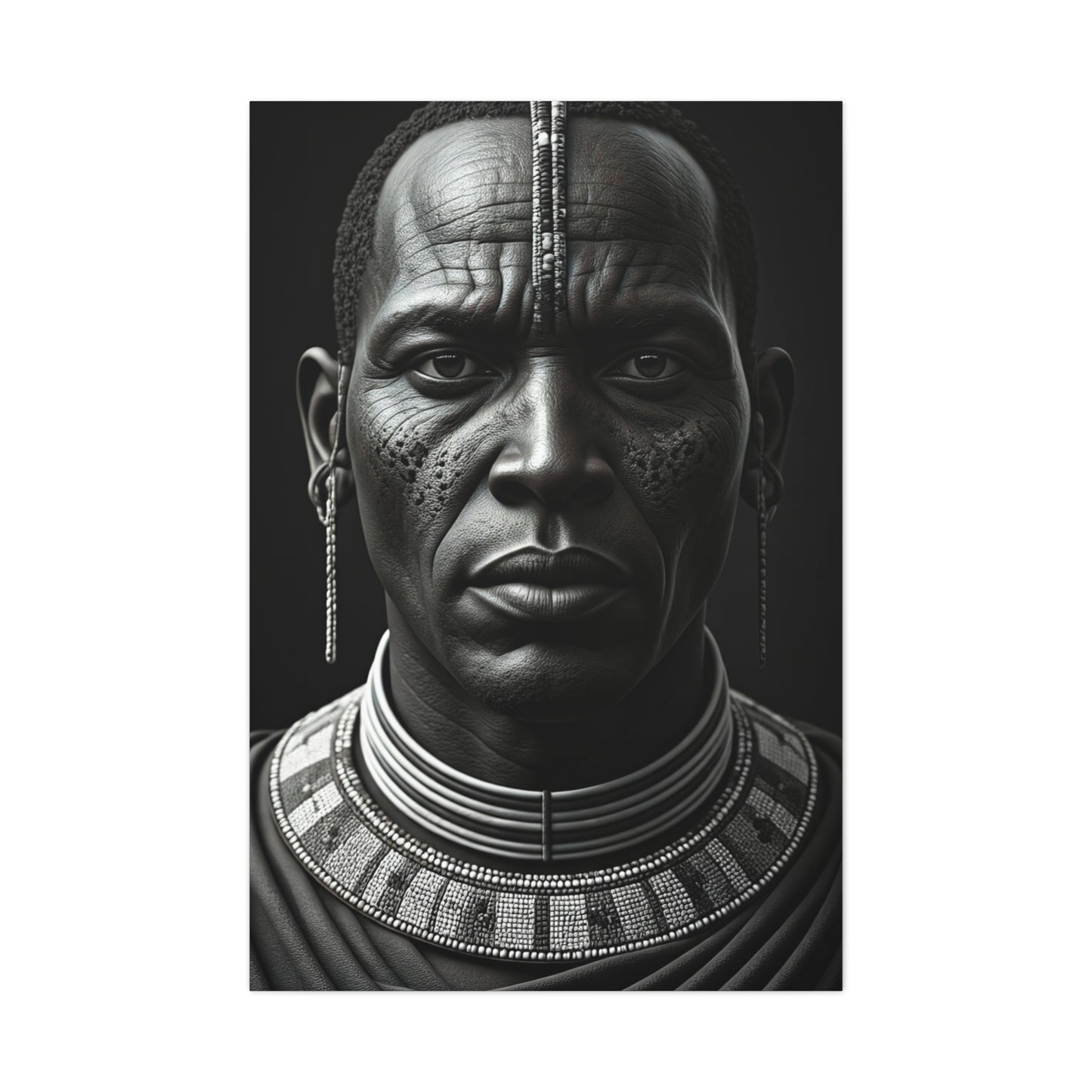 Tribal Elder with Ornamental Collar Wall Art & Canvas Prints