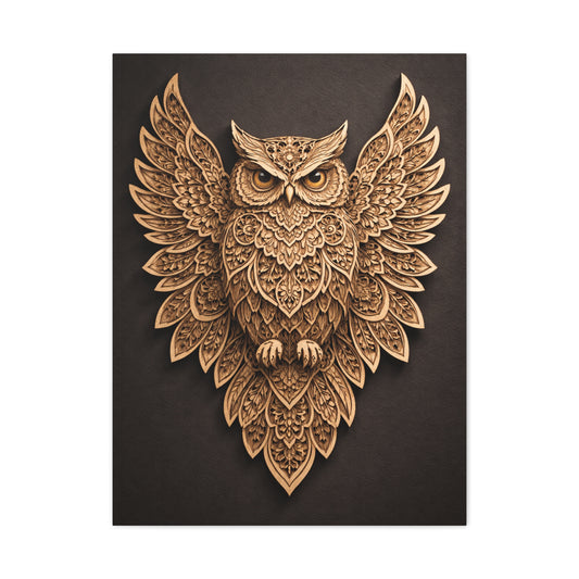 Ornate Symmetrical Owl Mandala Wall Art & Canvas Print