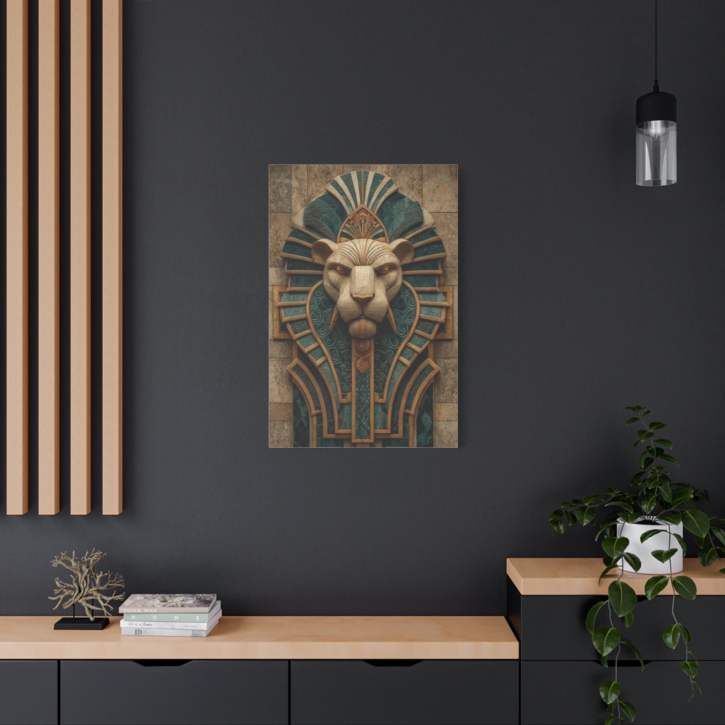 Art Deco Lion Architectural Relief Wall Art & Canvas Print