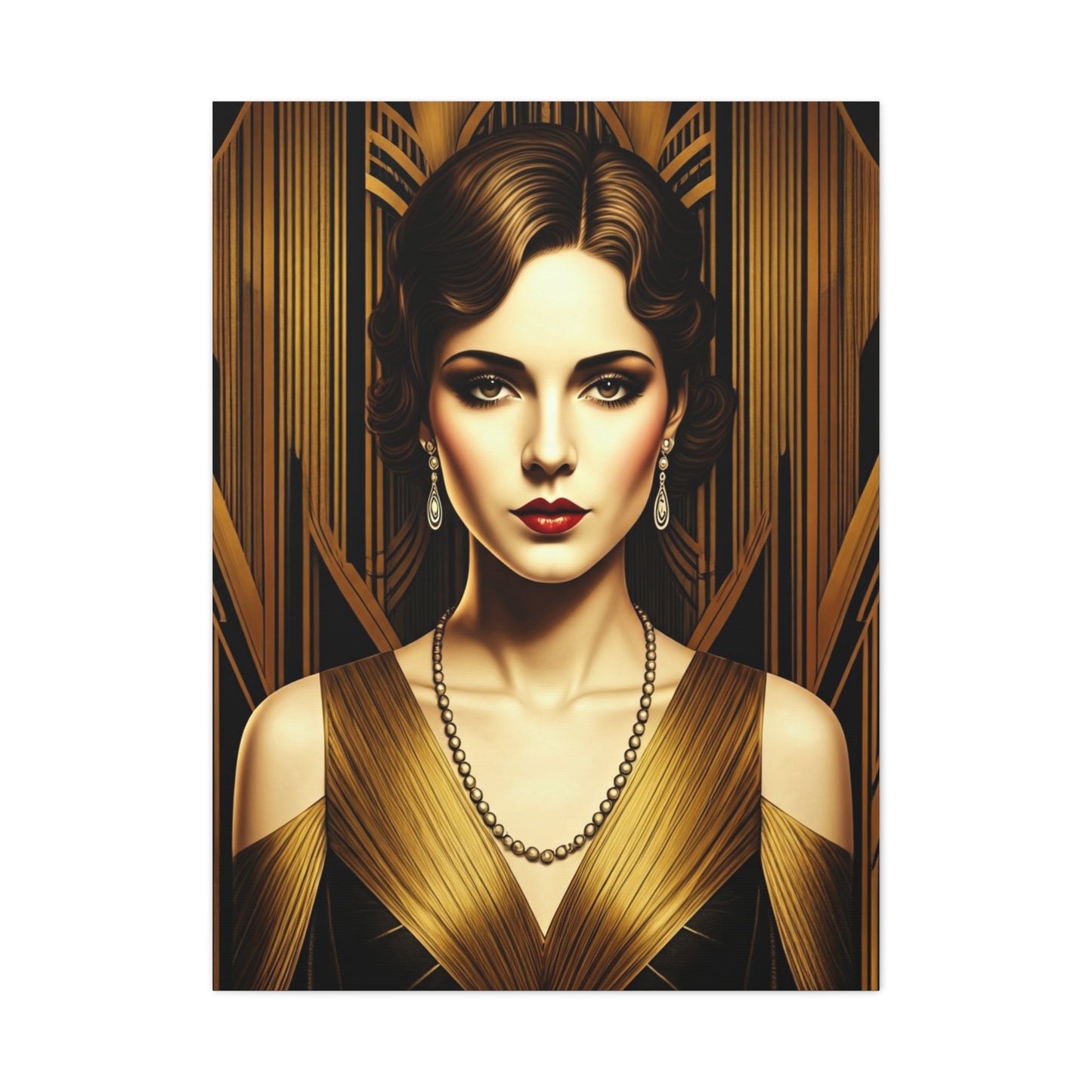 Golden Vintage Glamour Portrait Wall Art & Canvas Prints