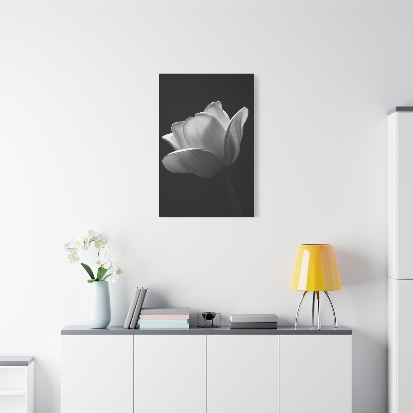 Orchid Symmetry in Black & White Wall Art & Canvas Prints