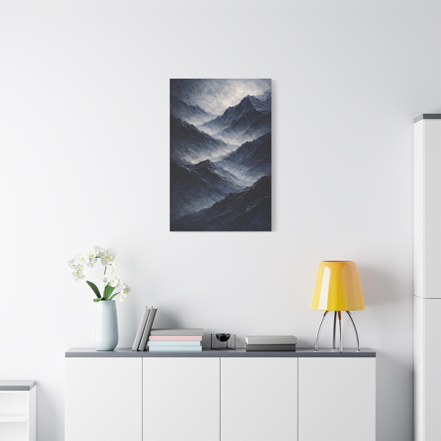 Textured Navy Mountain Horizon Wall Art & Canvas Print