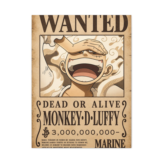 One Piece Monkey D. Luffy Gear 5 Wanted Poster Wall Art & Canvas Print