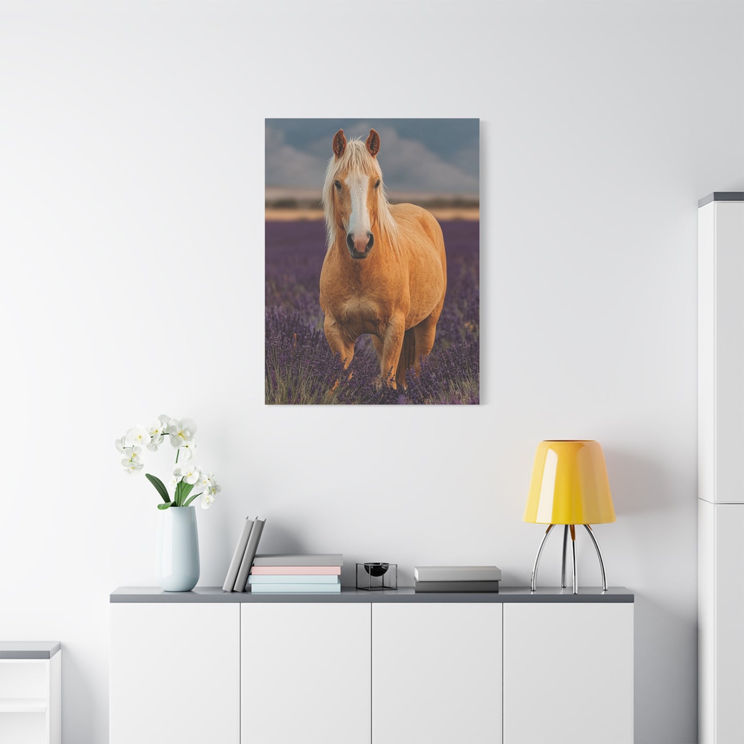 Palomino in Lavender Field Wall Art & Canvas Print