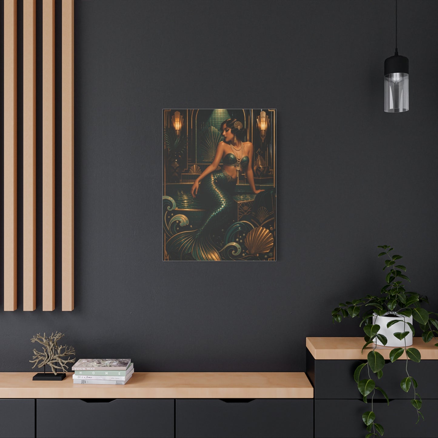 Art Deco Emerald Mermaid Luxe Wall Art & Canvas Print