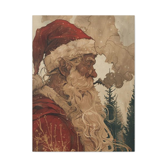 Santa Claus Smoking Painting Wall Art & Canvas Prints