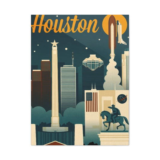 Houston Skyline Retro Wall Art & Canvas Prints