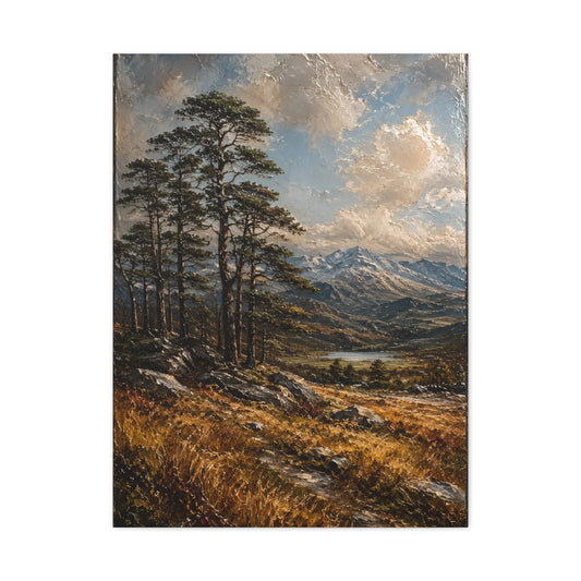 Mountain Pine Landscape Oil Painting Trees Wall Art & Canvas Print