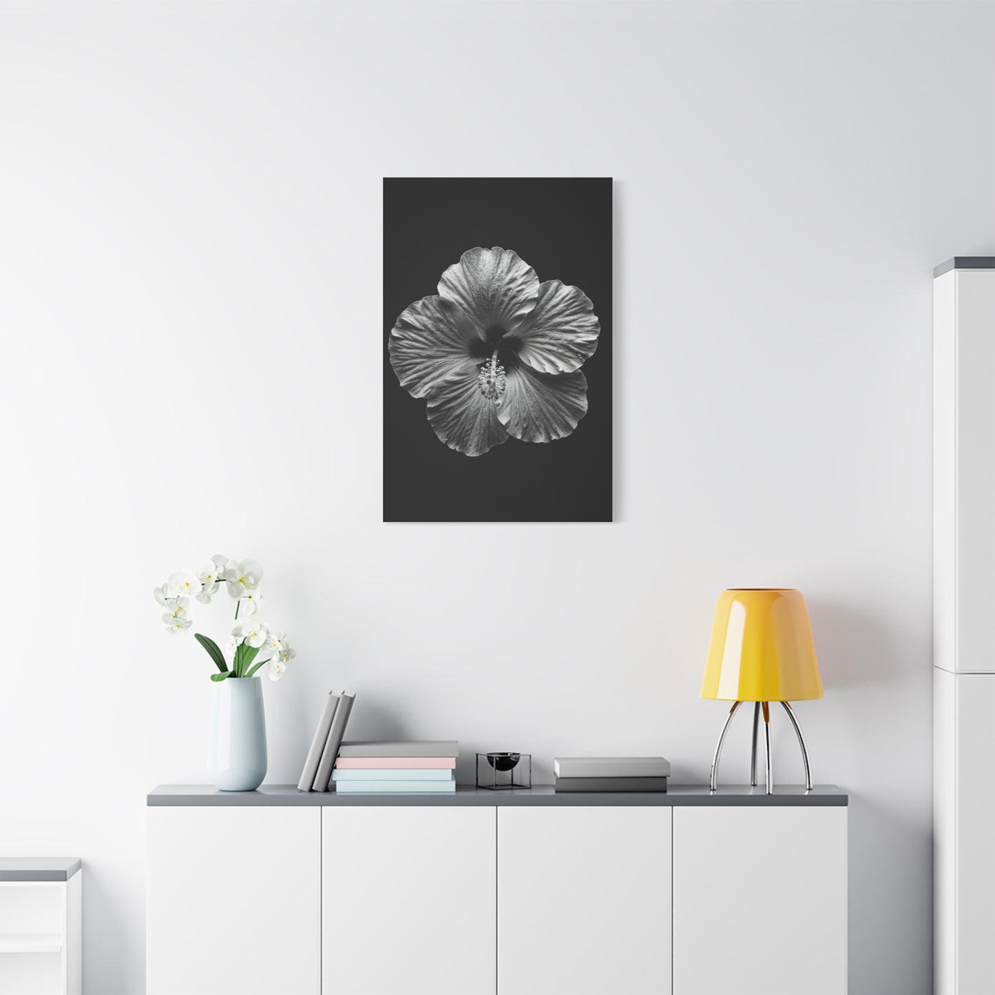 Monochrome Hibiscus Elegance Wall Art & Canvas Prints