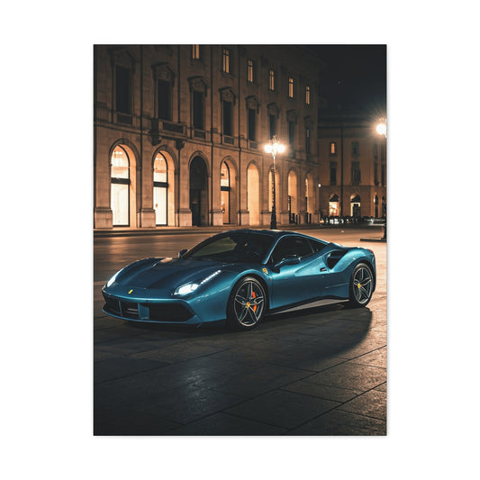 Ferrari 488 GTB Night City Square Wall Art & Canvas Prints