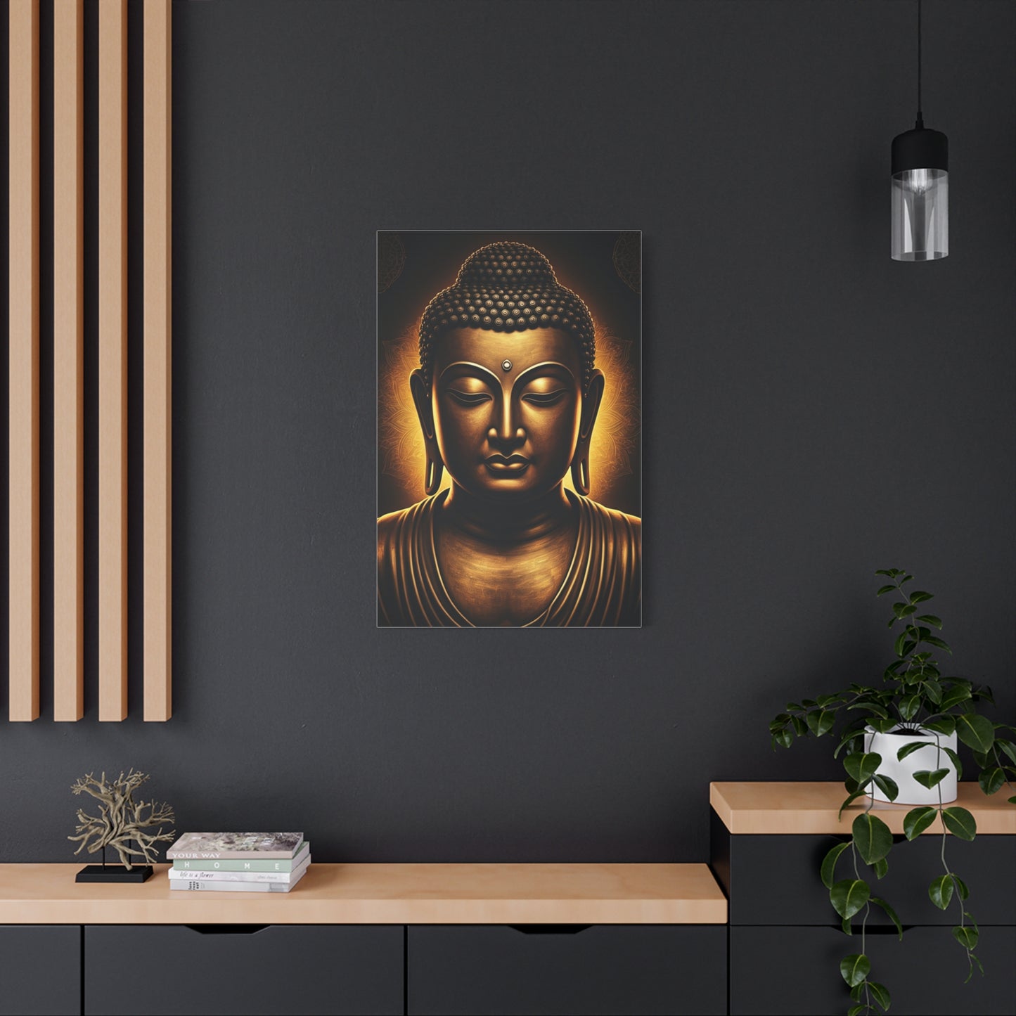 Golden Calm Buddha Portrait Wall Art & Canvas Prints