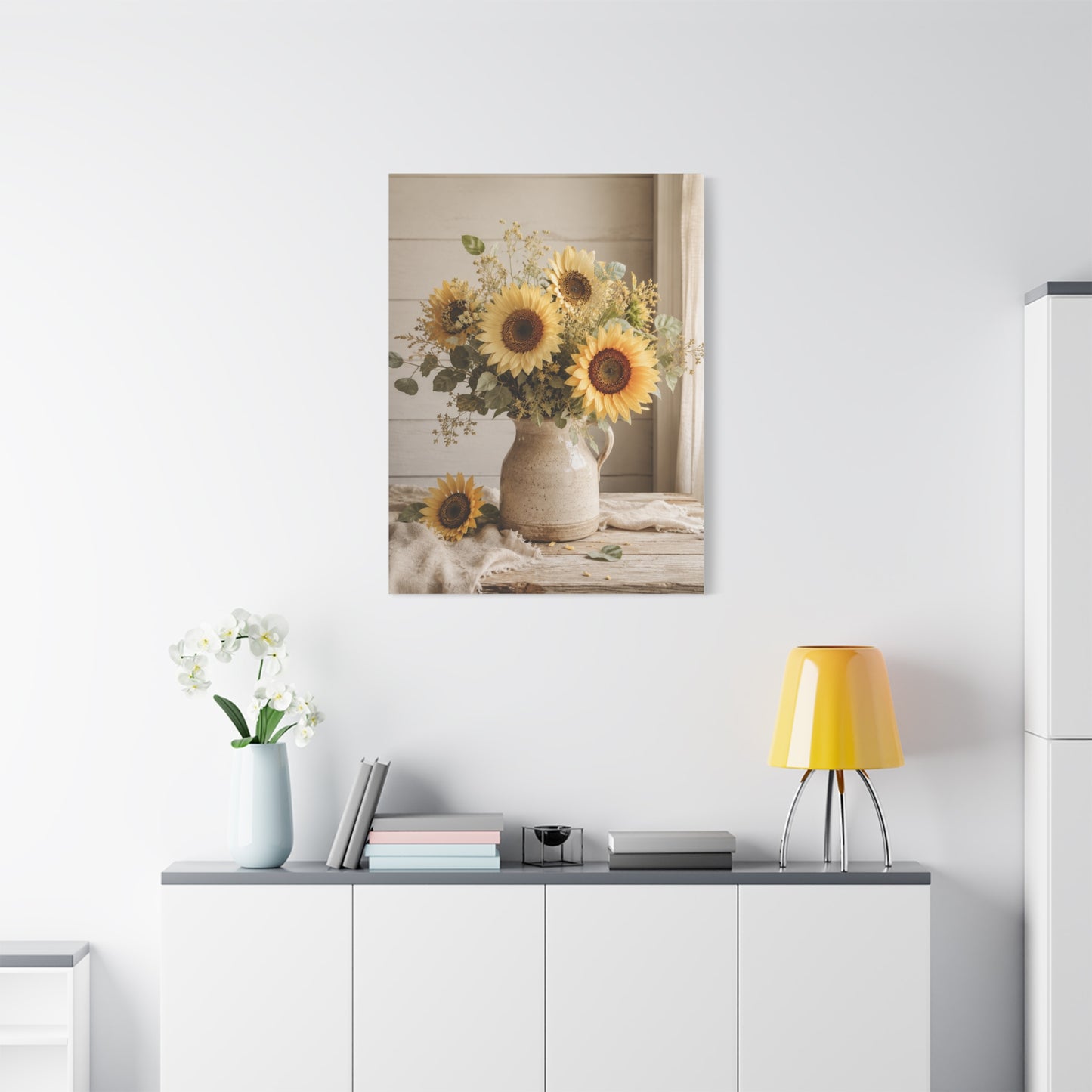 Soft Farmhouse Sunflower Bouquet Wall Art & Canvas Print