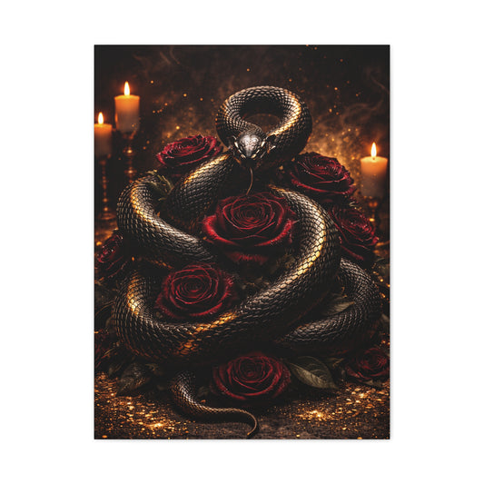 Black Serpent Crimson Rose Gold Wall Art & Canvas Print