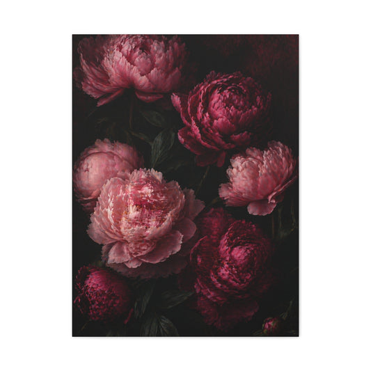 Dark Peony Floral Pink Wall Art & Canvas Print
