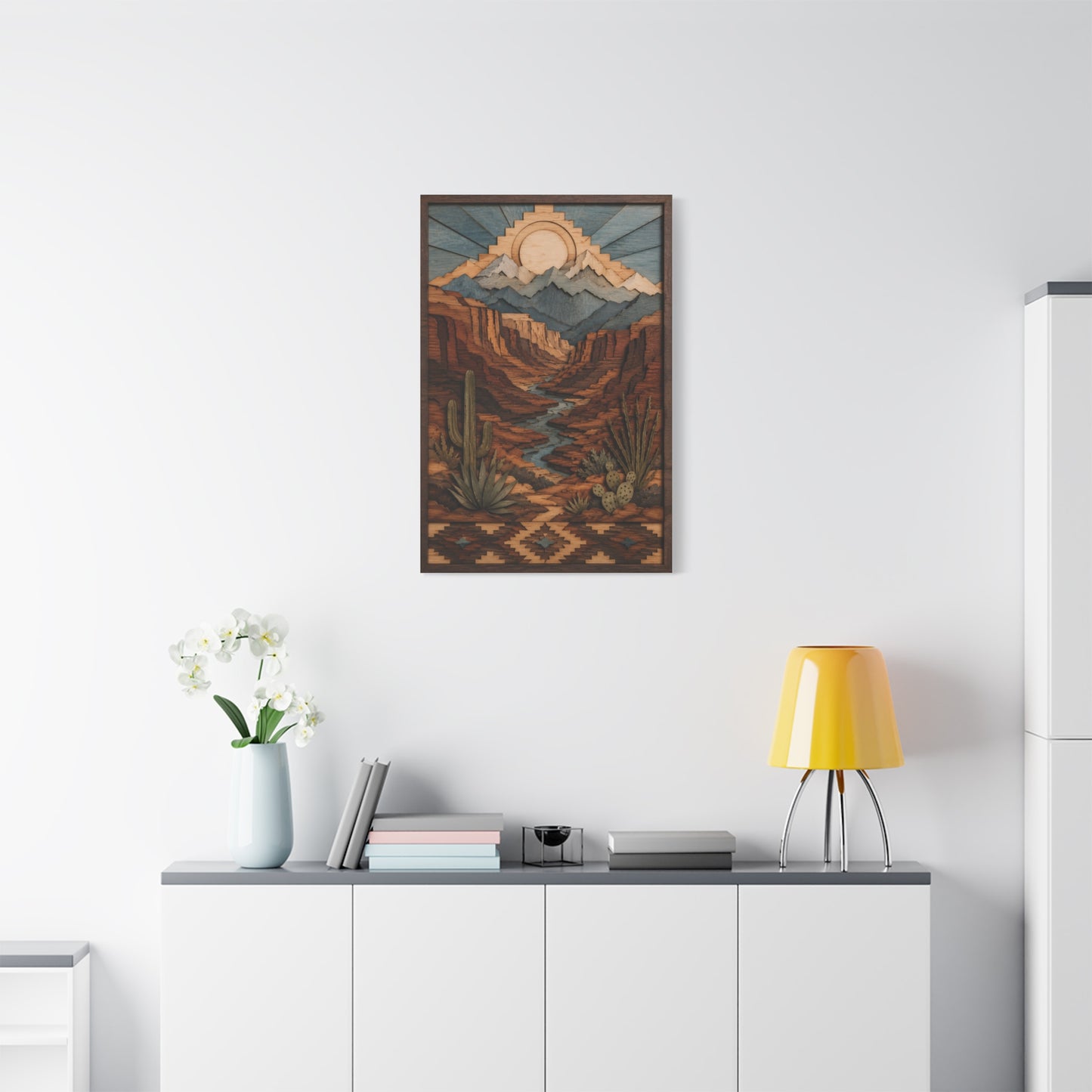 Layered Canyon Wood Mosaic Southwest Wall Art & Canvas Print