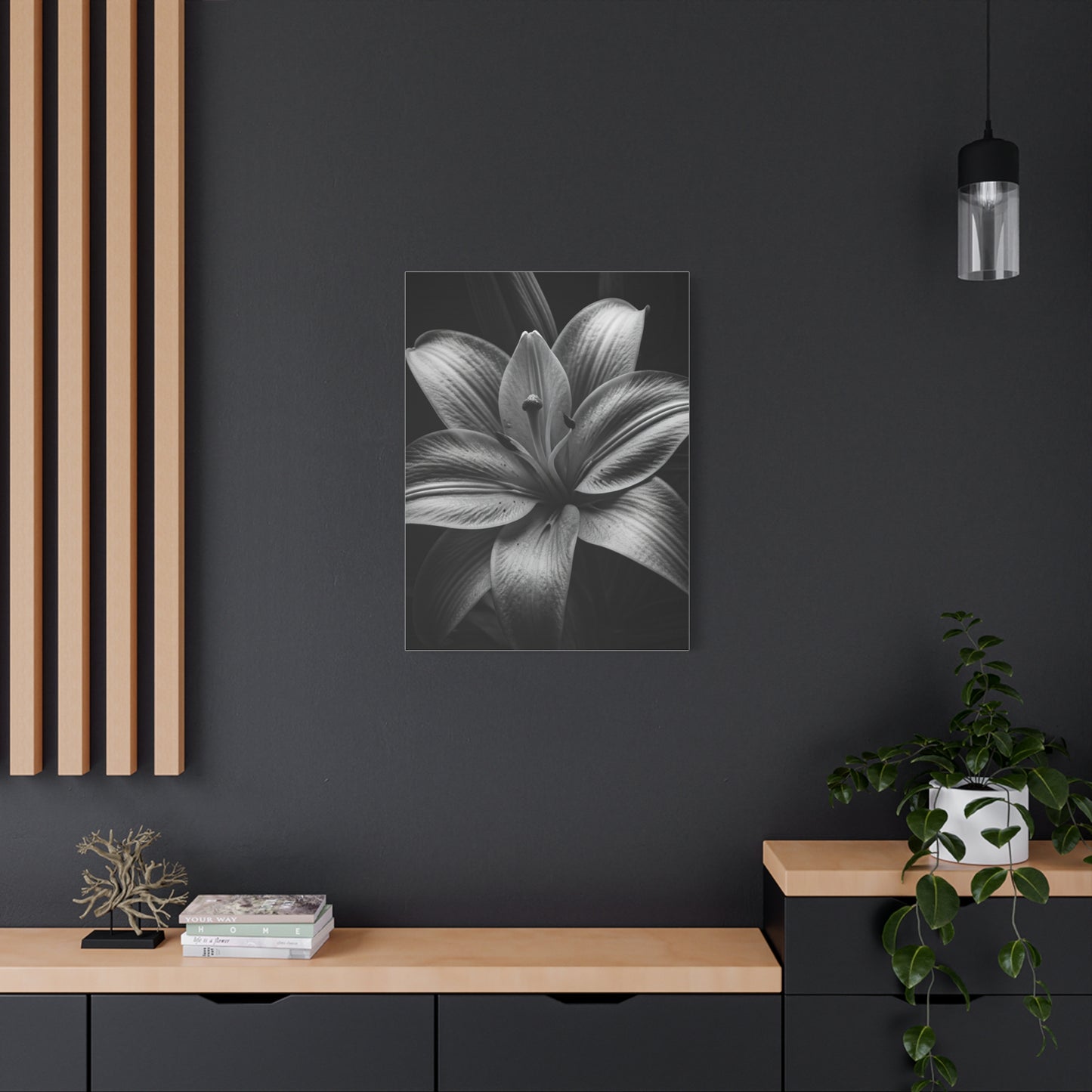 Monochrome Lily Bloom Wall Art & Canvas Prints
