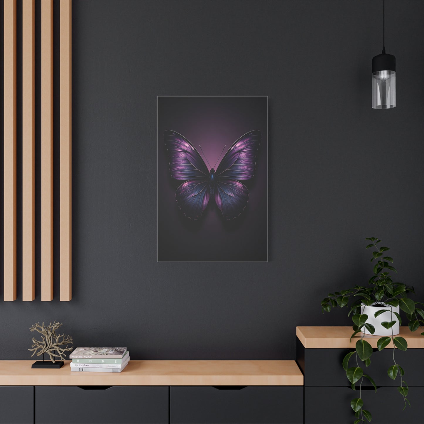 Royal Violet Butterfly Minimalist Portrait Wall Art & Canvas Prints