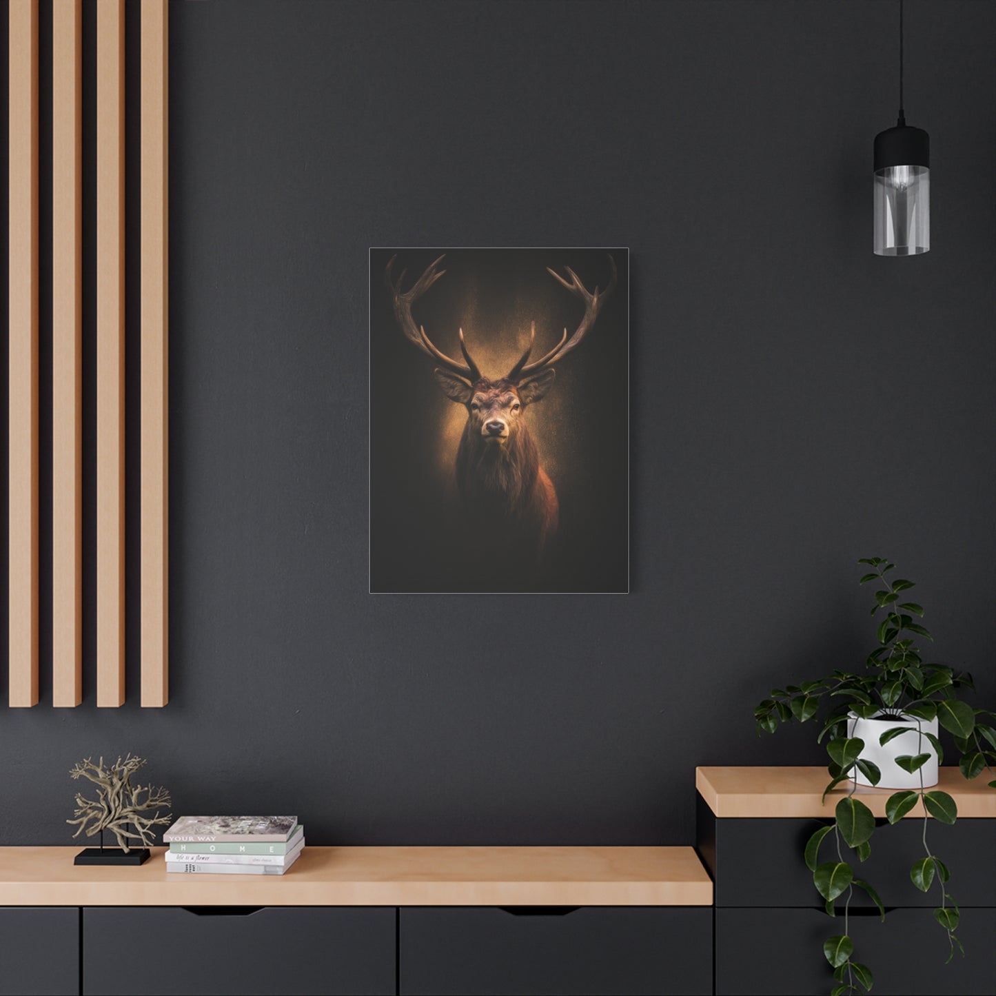 Golden Halo Stag Portrait Wall Art & Canvas Print