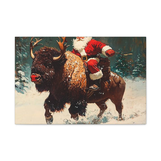 Santa Claus On Yak Wall Art & Canvas Prints